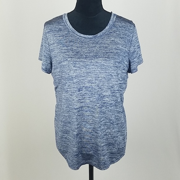 Athleta M side split mesh back blue space tee - Picture 2 of 6